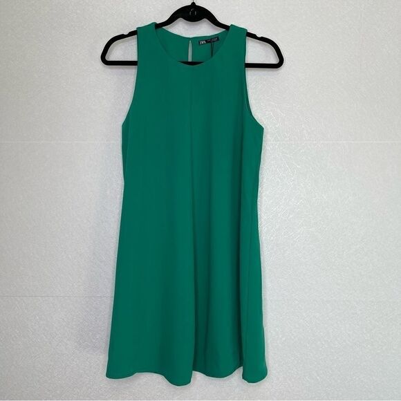 ZARA Flowing Swing Shift Minidress Green M - Picture 2 of 7
